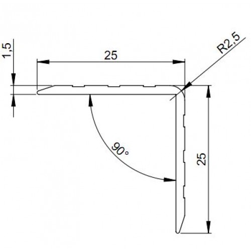6115 aluminium case angle 25x25 mm