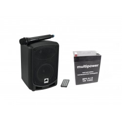 OMNITRONIC portable speaker Set WAMS065BT + Battery + wireless microphone