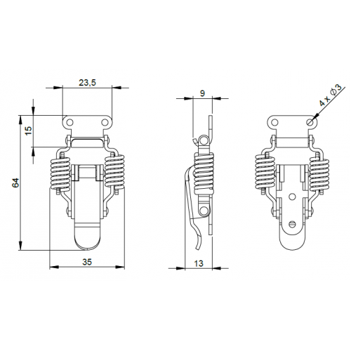 1618 Spring drawbolt stainless steel