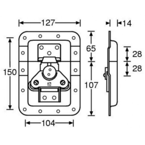 17251 SP Butterfly Latch Large with Spring Cranked 14 mm Deep Padlockable 