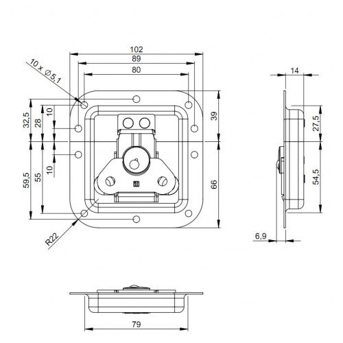 17290S Medium Butterfly catch w spring 14mm deep