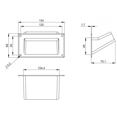 3401 Insert Handle plastic black Cutout 49 x 104 mm