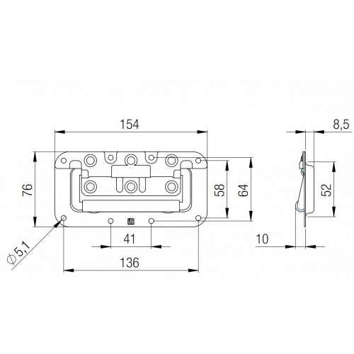 340822 Recessed Sprung Handle small in Dish 8 mm