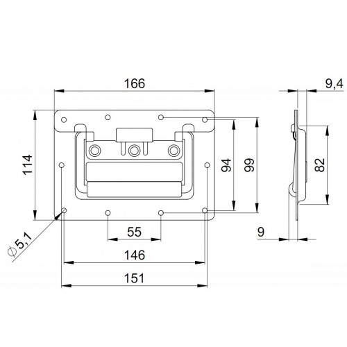 34102 Recessed Sprung Handle medium in large Dish 9,5 mm deep