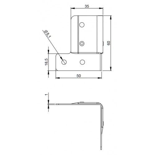 40404 Corner Brace 60x50 cranked 