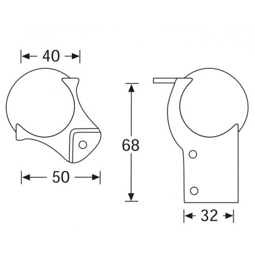 41202 Ball Corner Medium Cranked 30 mm with Integrated Corner Brace 68 mm