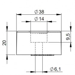 4909 rubber foot 38x20 mm