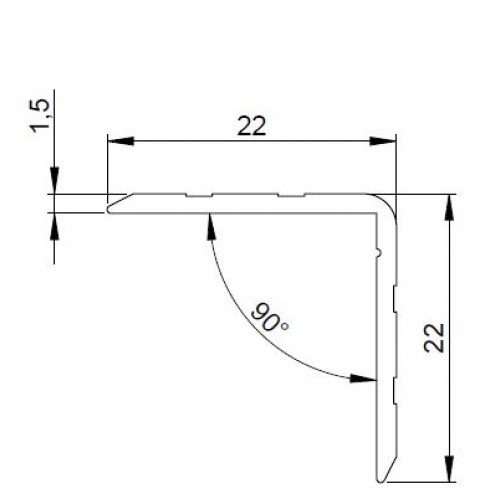 6609  Plastic angle 22 x 22mm -black 2 m long