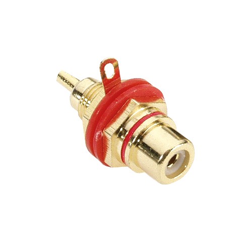 7635 red/blk RCA Socket gold-plated red-black recessed