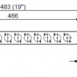 872213 1U rack panel with punched holes for 12 universal D-type XLR or Speakon sockets