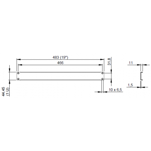 87221 STL 19 inch U-shaped rack panel 1-U Steel