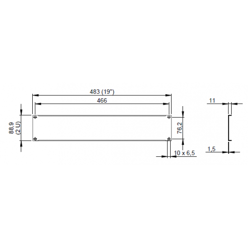 87222 STL 19 inch rack panel 2U Steel