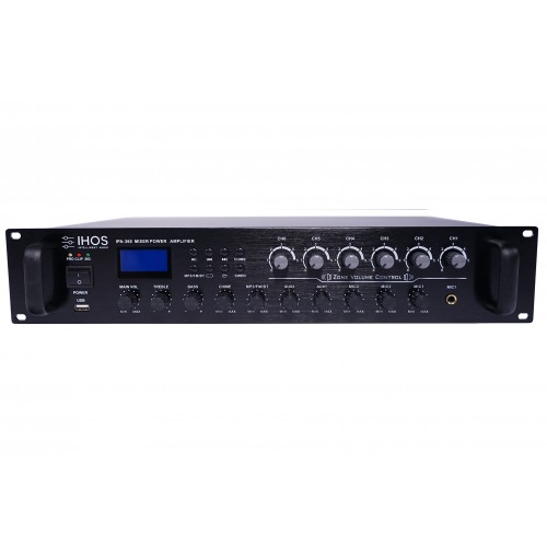 IPA360 Public Address mixer-amplifier 360W,100V, 6-zones with volume control, 