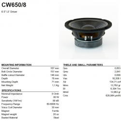 Woofer CW650, 8 Ohm, 16cm, 6.5-inch,