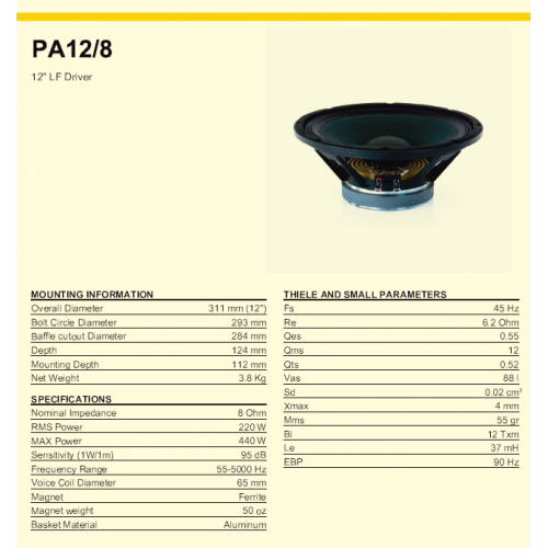 PA12/8 Woofer