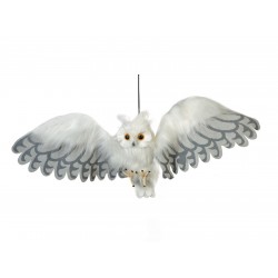 Snow Owl, animated decoration for halloween, 80cm