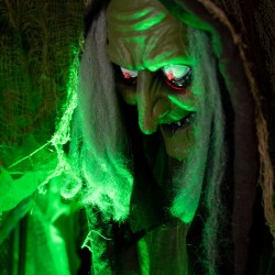 Halloween Figure Witch Hunchback, animated, 145cm