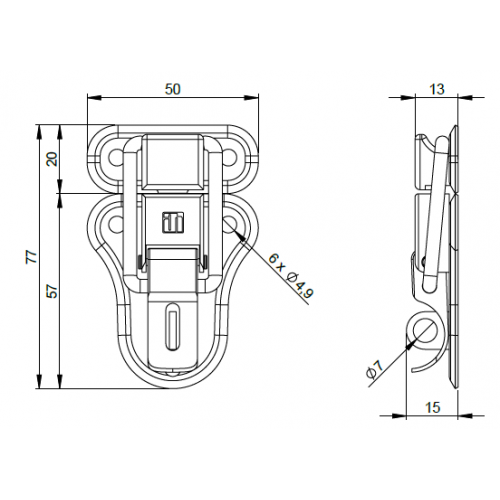 16021 Drawbolt catch large padlockable zinc plated