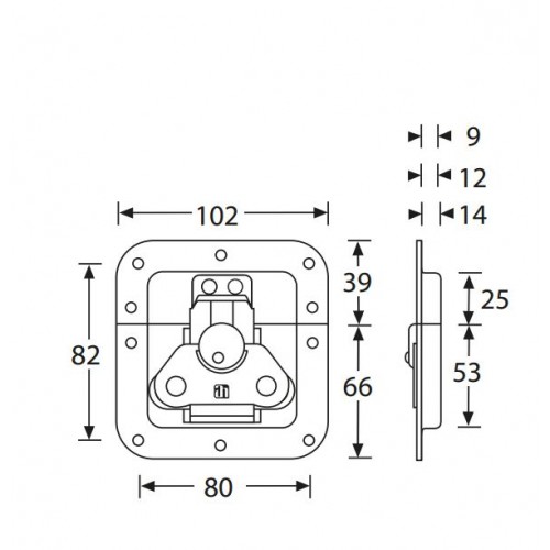 17295 Butterfly Latch medium non cranked 9mm deep