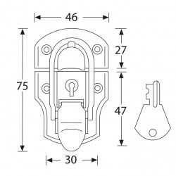 1903  Locking drawbolt med.(chrome plated steel)