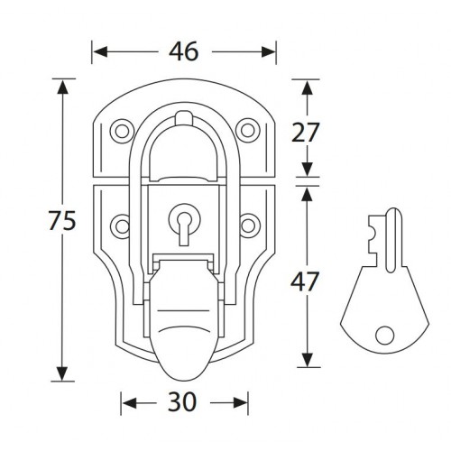 1903  Locking drawbolt med.(chrome plated steel)