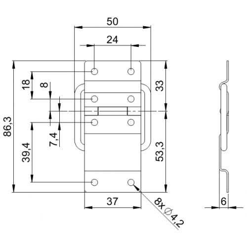 2526  Stop Hinge large nickel-plated