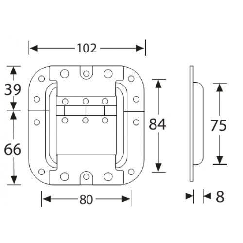 27095 Lid Stay with Built-in Hinge in Dish 8mm deep