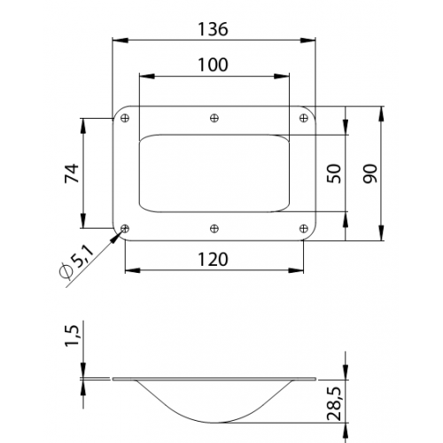 38083 recessed castor dish for wheels up to 100mm