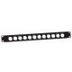872213 1U rack panel with punched holes for 12 universal D-type XLR or Speakon sockets